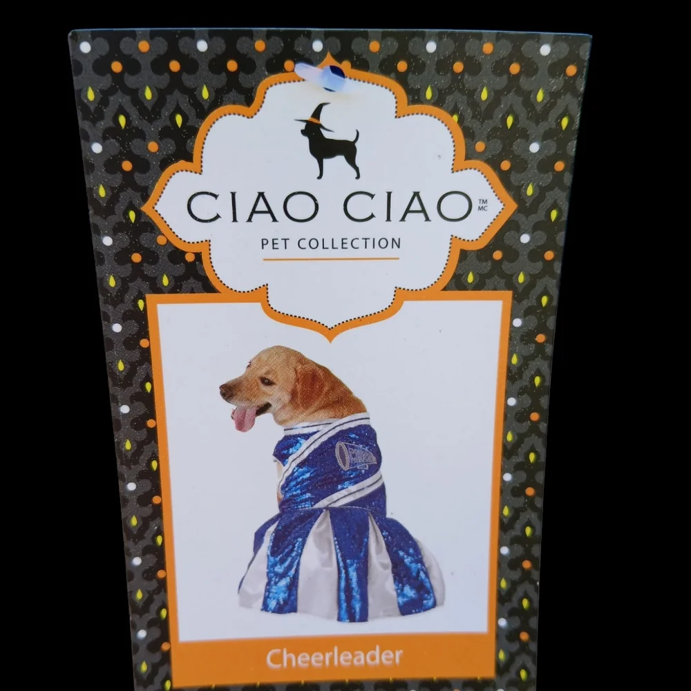 DOG Costume By CIAO CIAO Cheerleader Blue Sequins With Tags BLING New Halloween